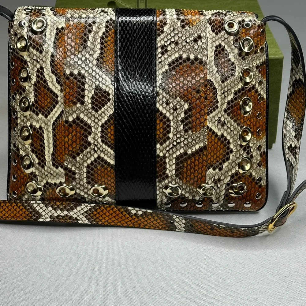 ๐๏ธ๐๏ธ GUCCI ARLI EMBELLISHED PYTHON SHOULDER BAG ๐ฅ๐ฅ RARE ๐ฅ๐ฅ - Picture 15 of 16